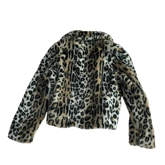 Who What Wear Women's Faux Leopard Print Fur Coat - Size M - Picture 3 of 9
